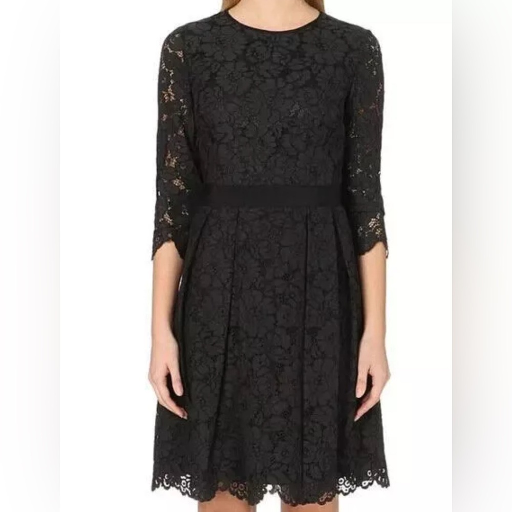 TED BAKER Ameeya Skater Lace Dress Fit Flare 3/4 Sleeve
